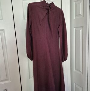 Elegant Burgundy Long Sleeve Dress